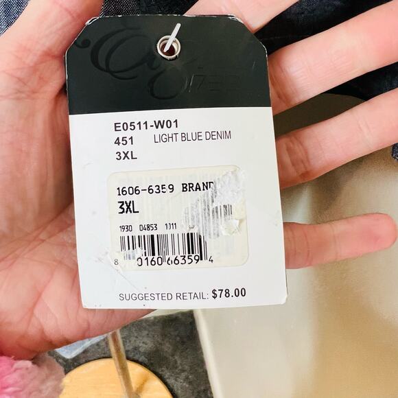 Eight 732 Button Up Denim Shirt 3XL Mens Blue Hip Hop Embroidered Streetwear New - Picture 8 of 10